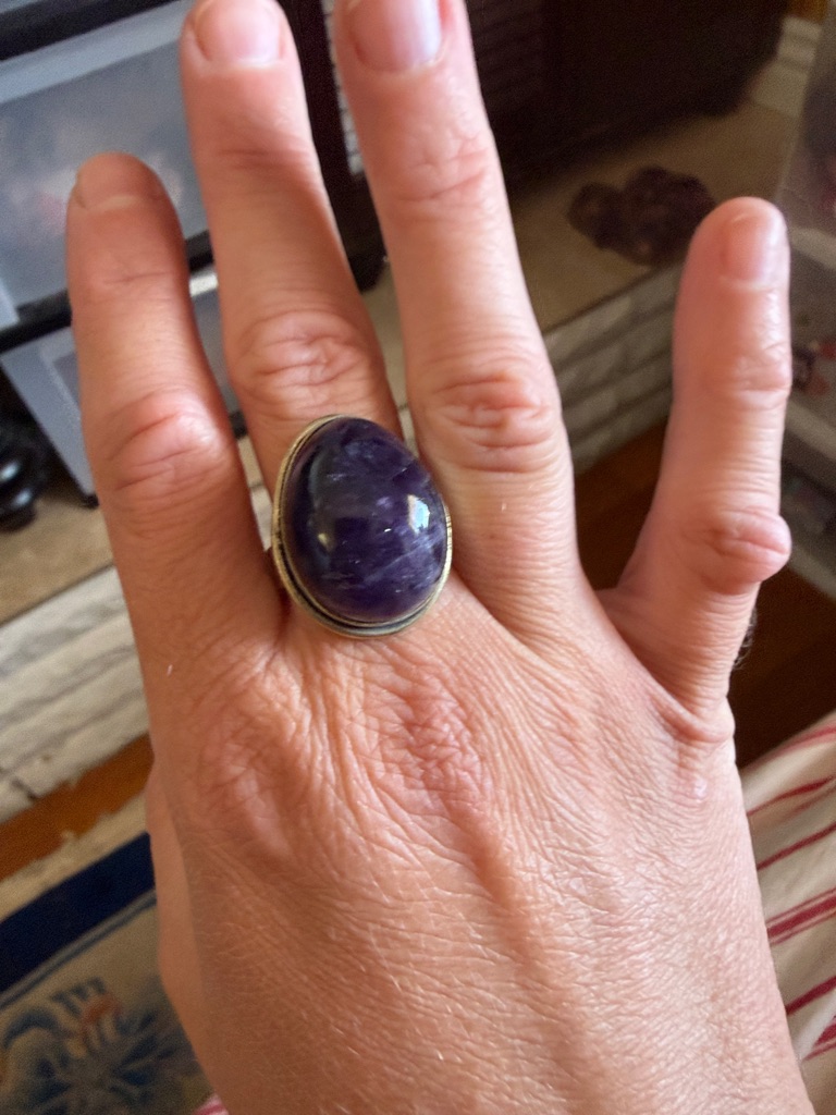 Handcrafted Purple Stone Oval Ring - Womens Jewelry 112$